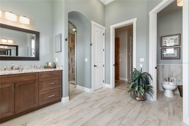 440 Lambert Ave, Flagler Beach, FL 32136 - full bathroom with a shower stall, vanity, and a bidet