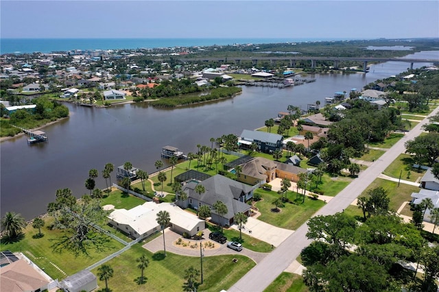 440 Lambert Ave, Flagler Beach, FL 32136 - aerial view of property's location with a large body of water, a notable bridge, and nearby suburban area