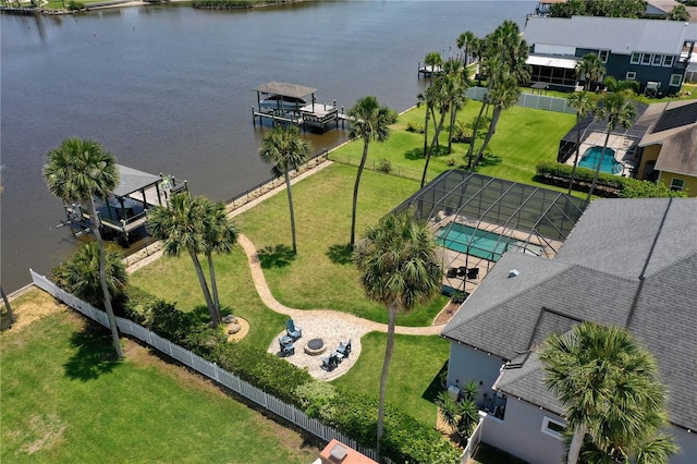 440 Lambert Ave, Flagler Beach, FL 32136 - drone / aerial view of a large body of water and a pool area