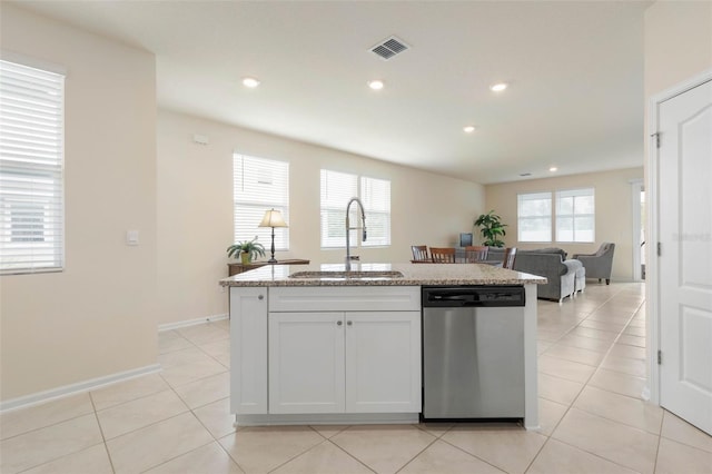 155 Redbud Rd, Palm Coast, FL 32137 - kitchen featuring dishwasher, a sink, an island with sink, recessed lighting, and open floor plan
