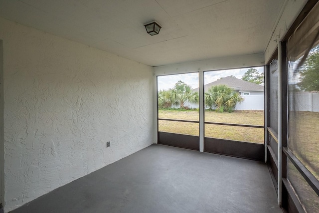 view of unfurnished sunroom