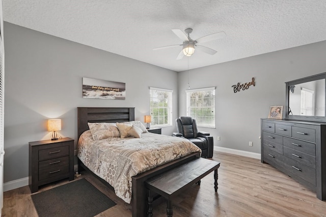 2 Cleveland Ct, Palm Coast, FL 32137 - bedroom with light wood finished floors, a textured ceiling, and ceiling fan