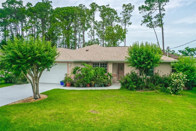 10 Eastwood Dr, Palm Coast, FL 32164 - single story home featuring concrete driveway, a garage, a front lawn, and stucco siding