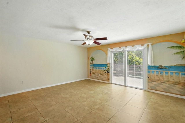 120 Oak Ln, Flagler Beach, FL 32136 - tiled spare room featuring a ceiling fan and baseboards