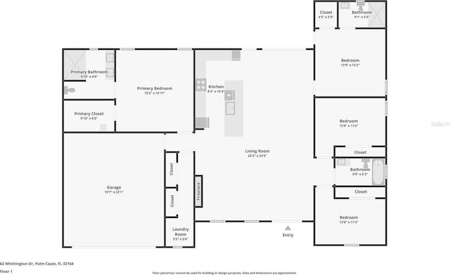 62 Whittington Dr, Palm Coast, FL 32164 - room layout