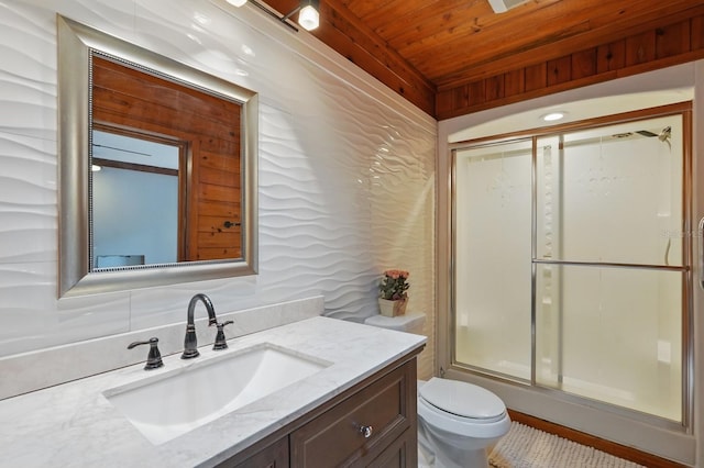 1819 S Flagler Ave, Flagler Beach, FL 32136 - bathroom with toilet, vanity, and wood ceiling