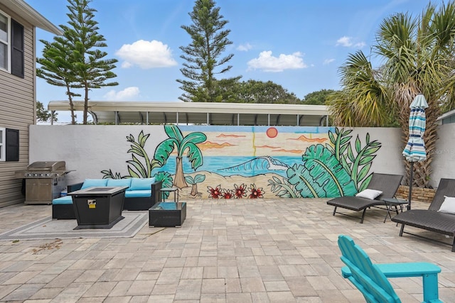 1819 S Flagler Ave, Flagler Beach, FL 32136 - view of patio / terrace featuring grilling area, fence, and outdoor lounge area
