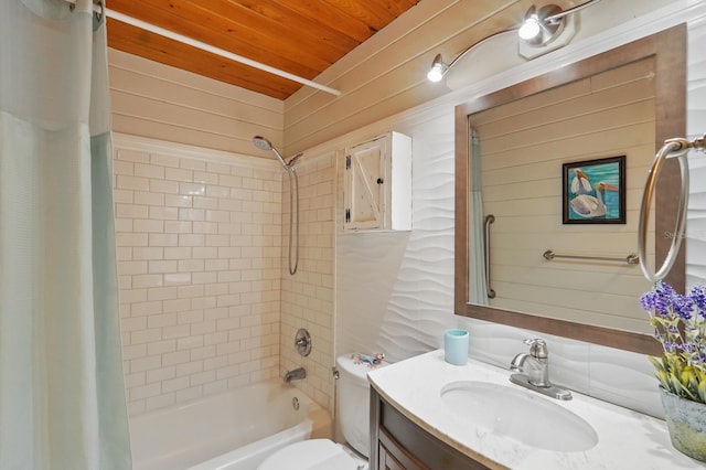 1819 S Flagler Ave, Flagler Beach, FL 32136 - full bathroom with wooden ceiling, shower / tub combo, vanity, and toilet