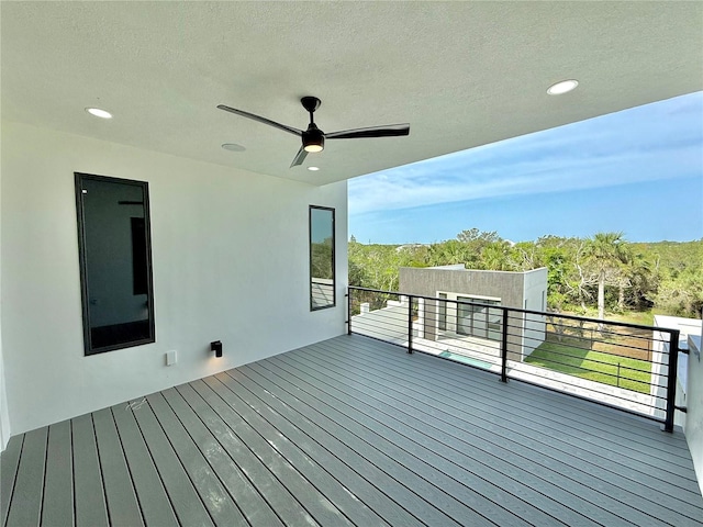 807 N Flagler Ave, Flagler Beach, FL 32136 - wooden terrace featuring ceiling fan