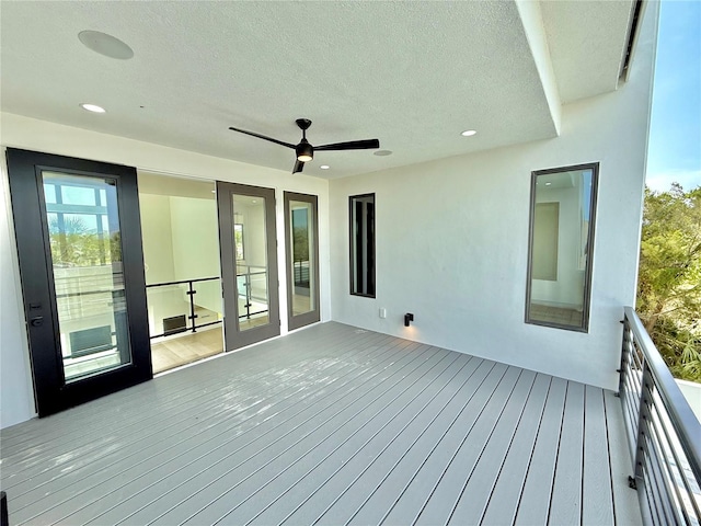 807 N Flagler Ave, Flagler Beach, FL 32136 - wooden terrace featuring a ceiling fan