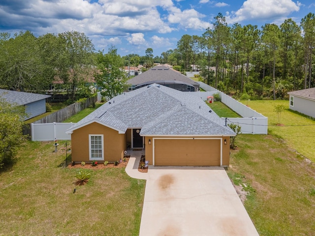 7 Bunker View Dr, Palm Coast, FL 32137 - single story home with a shingled roof, stucco siding, concrete driveway, and a garage