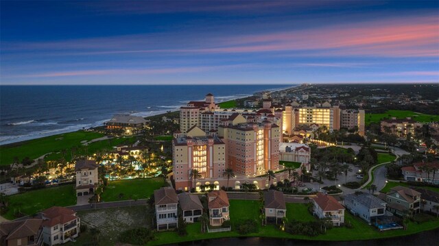 aerial view at dusk of a water view