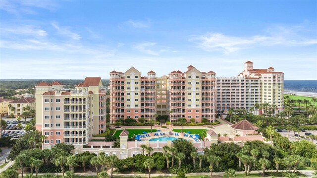 view of building exterior featuring a water view