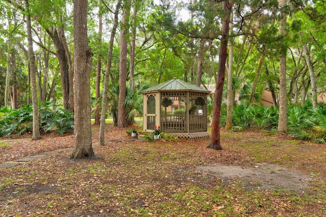 view of yard with a gazebo