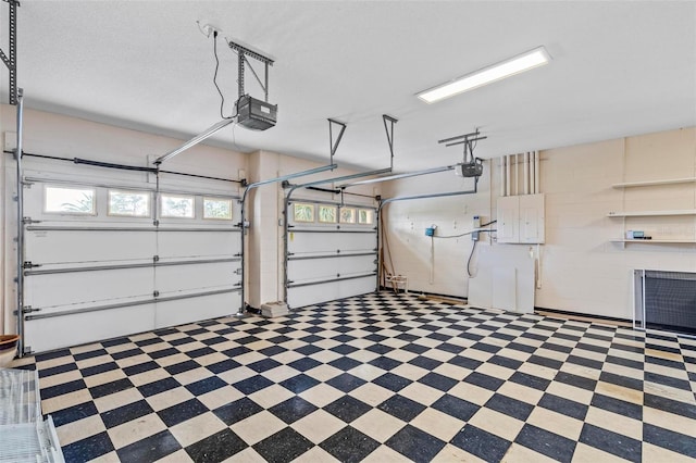 garage with a garage door opener
