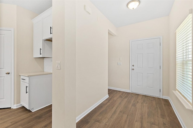 137 Nighthawk Ln, Palm Coast, FL 32164 - hallway featuring dark wood-style flooring and baseboards