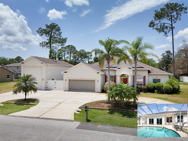 91 Breeze Hill Ln, Palm Coast, FL 32137 - ranch-style house with a garage, concrete driveway, and stucco siding