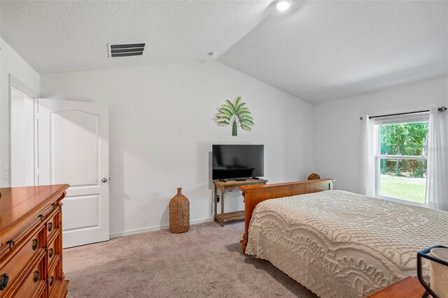 9 Waldron Pl, Palm Coast, FL 32164 - bedroom featuring light carpet, lofted ceiling, and baseboards