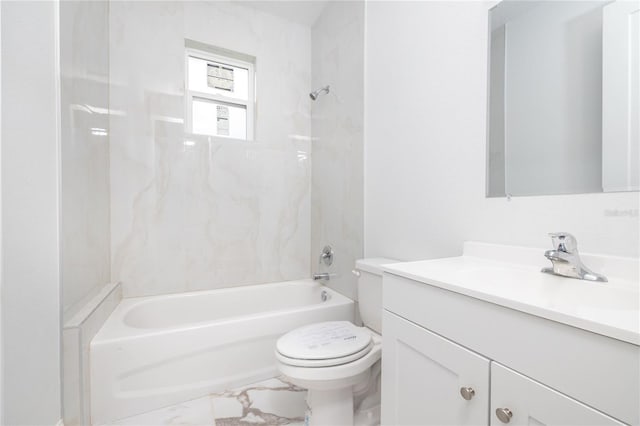 8 Bunker View Pl, Palm Coast, FL 32137 - bathroom featuring toilet, tub / shower combination, vanity, and marble finish flooring