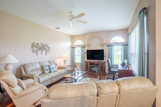 30 Westridge Ln, Palm Coast, FL 32164 - living room with ceiling fan and wood finished floors