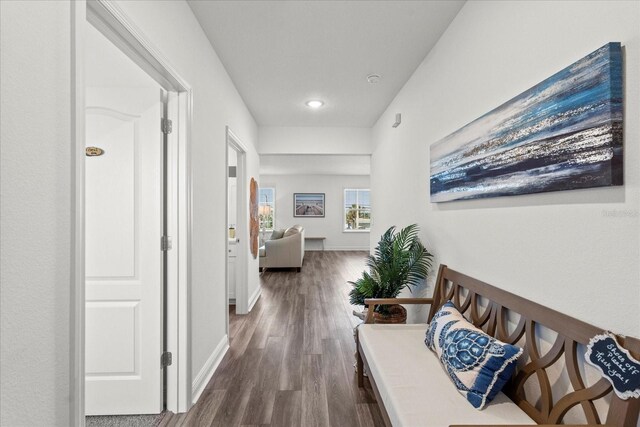 3828 S Atlantic Ave, Daytona Beach, FL 32118 - corridor with wood finished floors and recessed lighting