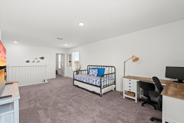 3828 S Atlantic Ave, Daytona Beach, FL 32118 - bedroom with carpet flooring, an office area, and recessed lighting