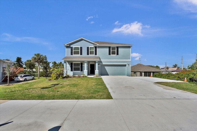 3828 S Atlantic Ave, Daytona Beach, FL 32118 - traditional-style house with a garage, a front lawn, driveway, and a shingled roof