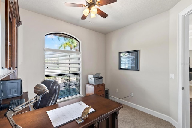 716 Woodbridge Ct, Ormond Beach, FL 32174 - carpeted office space with ceiling fan and baseboards