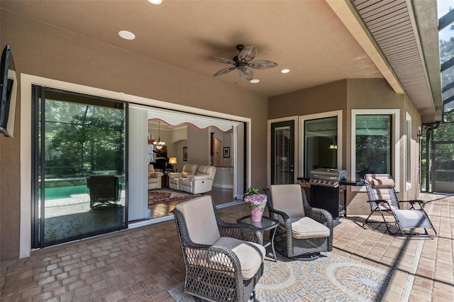 716 Woodbridge Ct, Ormond Beach, FL 32174 - view of patio / terrace featuring a ceiling fan and area for grilling