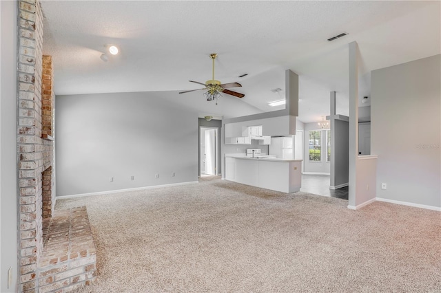 2212 Cortez Ct, Middleburg, FL 32068 - unfurnished living room featuring carpet, baseboards, ceiling fan, and lofted ceiling