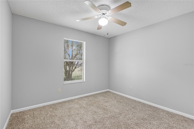 2212 Cortez Ct, Middleburg, FL 32068 - carpeted empty room with a textured ceiling, baseboards, and a ceiling fan