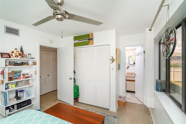 2900 Coastal Hwy Unit 1, Saint Augustine, FL 32084 - bedroom featuring a closet, a ceiling fan, and baseboards