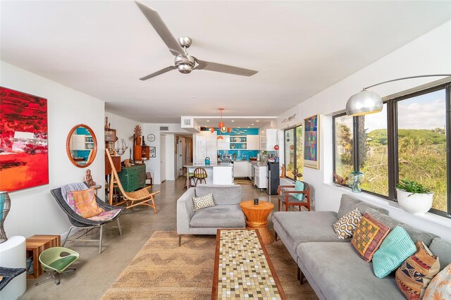 2900 Coastal Hwy Unit 1, Saint Augustine, FL 32084 - living room with ceiling fan
