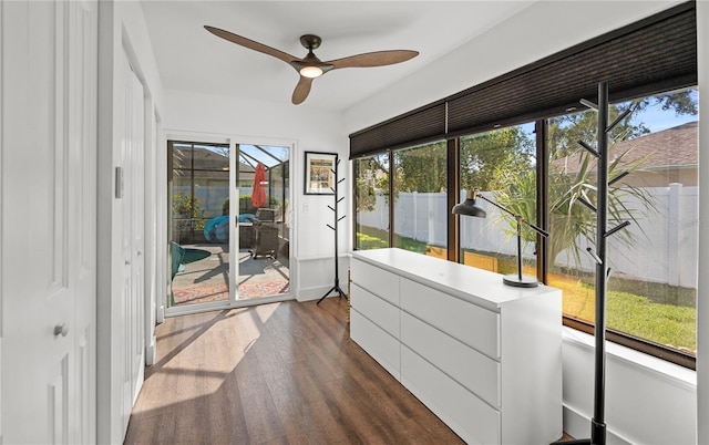 54 Fordham Ln, Palm Coast, FL 32137 - unfurnished sunroom featuring healthy amount of natural light and ceiling fan