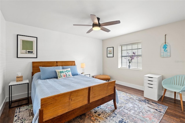 54 Fordham Ln, Palm Coast, FL 32137 - bedroom featuring baseboards, wood finished floors, and a ceiling fan