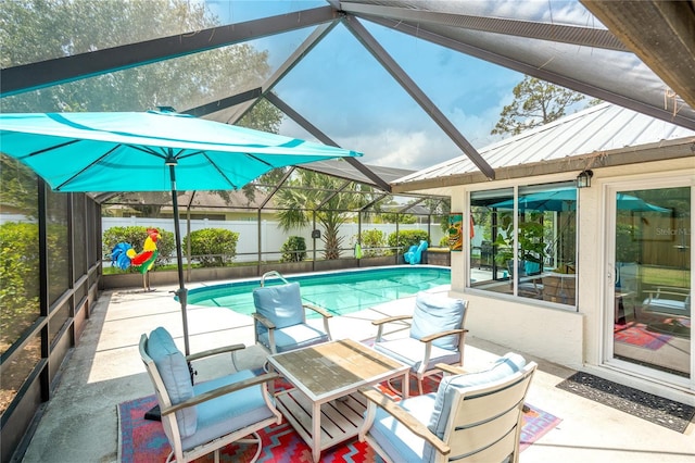 54 Fordham Ln, Palm Coast, FL 32137 - view of swimming pool with a patio area and glass enclosure