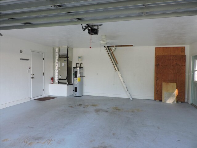 543 Sandy Oaks Blvd, Ormond Beach, FL 32174 - garage featuring water heater, heating unit, and a garage door opener
