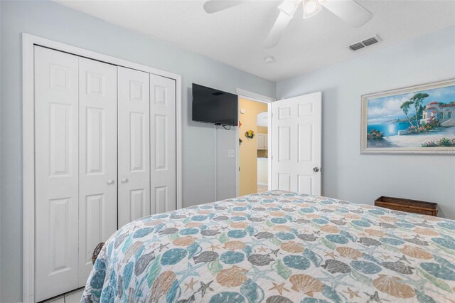 11 White Oak Ln, Palm Coast, FL 32164 - bedroom with a closet and ceiling fan