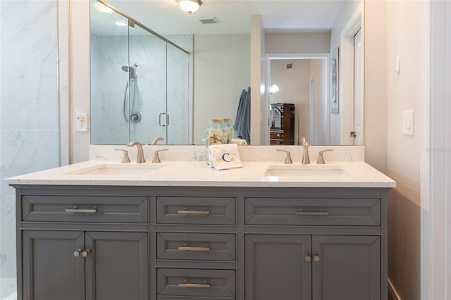 7 Bristol Dr, Palm Coast, FL 32137 - bathroom with a marble finish shower and double vanity