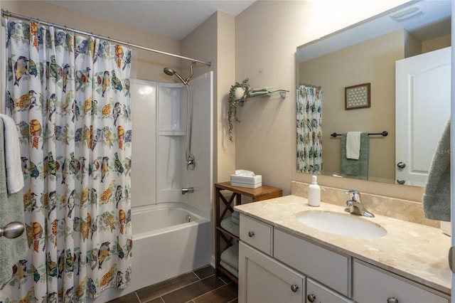 115 N Coopers Hawk Way, Palm Coast, FL 32164 - bathroom featuring vanity, shower / bath combination with curtain, and wood finished floors