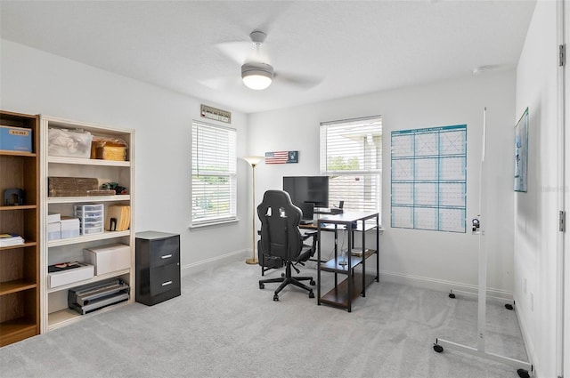 40 Oakleaf Way, Palm Coast, FL 32137 - office space featuring baseboards, a ceiling fan, and carpet floors