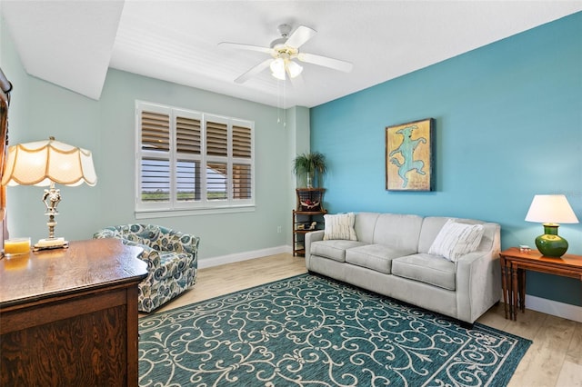 80 Surfview Dr Unit 721, Palm Coast, FL 32137 - living area featuring a ceiling fan and wood finished floors