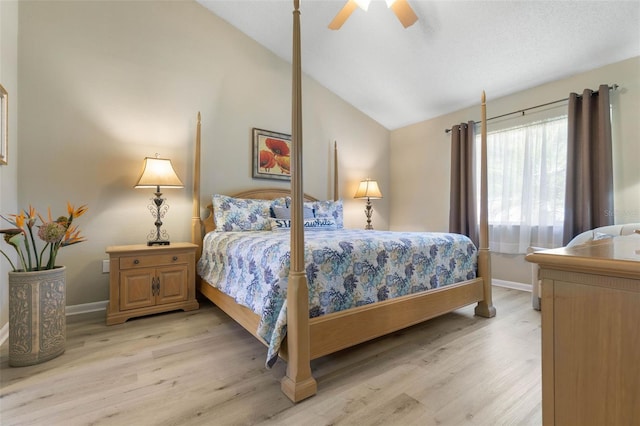 7 White Oak Ln, Palm Coast, FL 32164 - bedroom featuring vaulted ceiling, light wood-type flooring, baseboards, and ceiling fan
