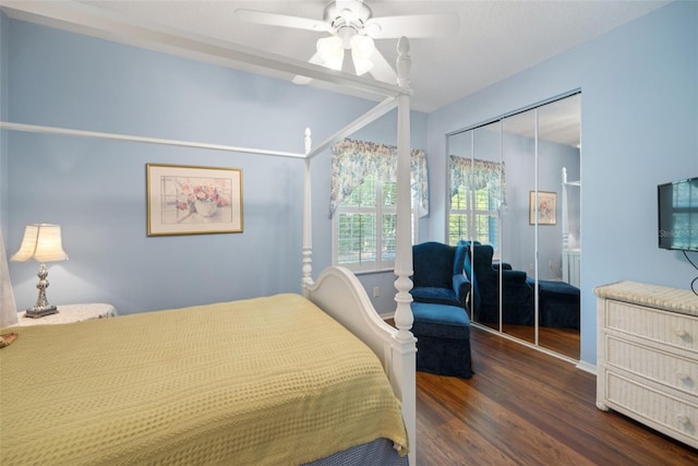 33 Veranda Way Unit 33, Palm Coast, FL 32137 - bedroom featuring wood finished floors, a closet, and ceiling fan