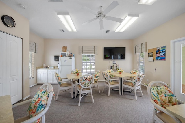 33 Veranda Way Unit 33, Palm Coast, FL 32137 - dining space with plenty of natural light, carpet flooring, a ceiling fan, and baseboards
