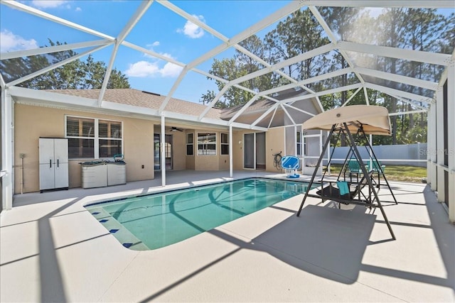100 Point Pleasant Dr, Palm Coast, FL 32164 - view of pool with a patio area, a ceiling fan, and a lanai