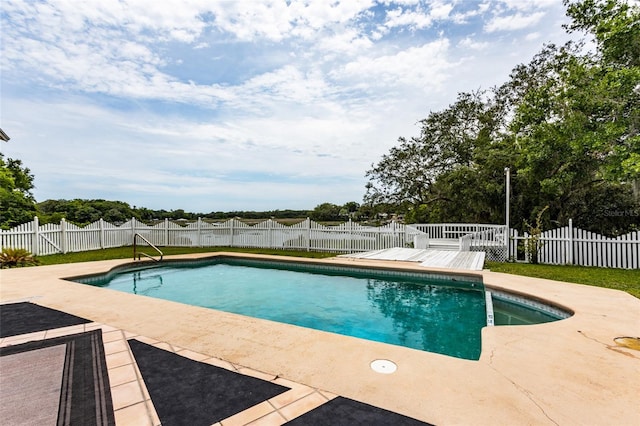 5009 Shore Dr, Saint Augustine, FL 32086 - view of swimming pool with a fenced backyard, a patio area, and a deck
