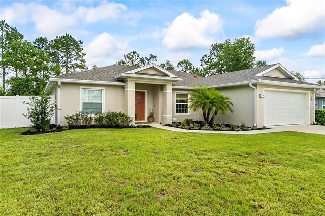 40 Biscayne Dr, Palm Coast, FL 32137 - ranch-style house with stucco siding, an attached garage, concrete driveway, and a shingled roof