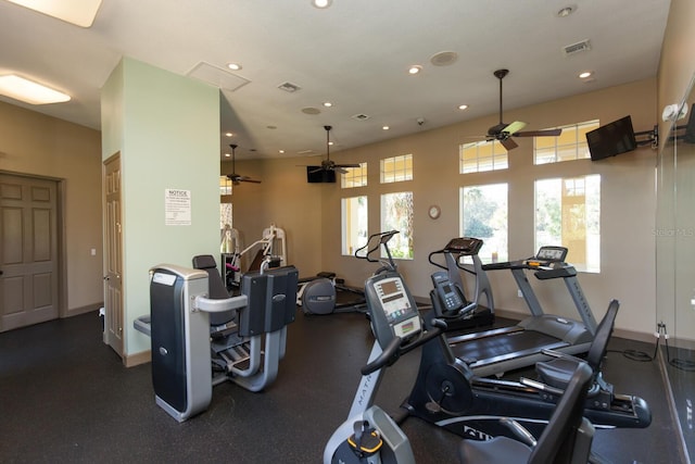 600 Canopy Walk Ln Unit 634, Palm Coast, FL 32137 - gym with ceiling fan, recessed lighting, and baseboards