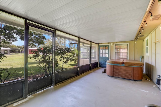 1466 Arena Rd, Fleming Island, FL 32003 - sunroom / solarium featuring a jacuzzi and plenty of natural light